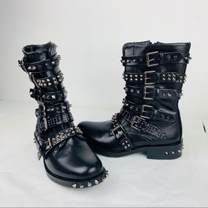 MN8 Women’s Studded Spiked Boots Steam Punk Goth